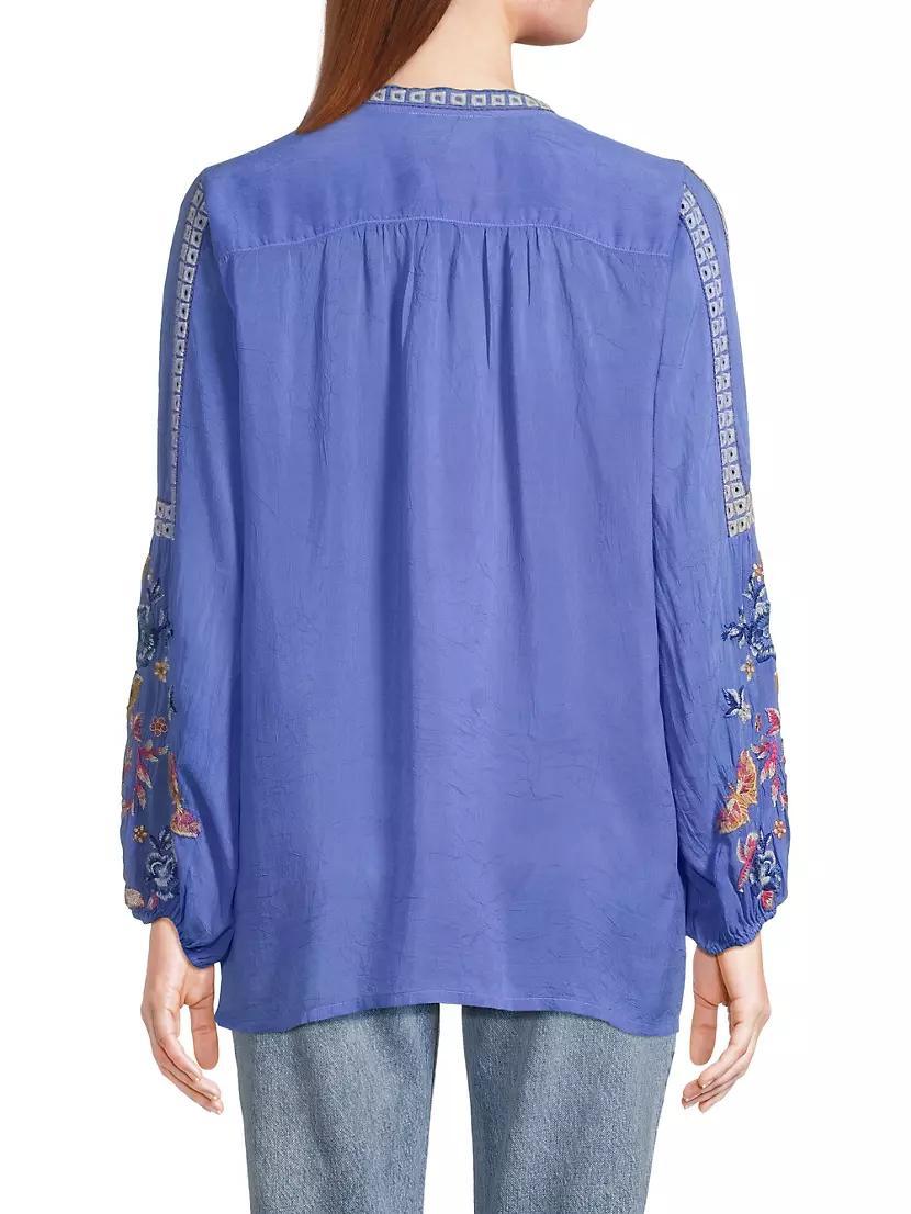 Tamara Floral-Embroidered V-Neck Blouse Product Image