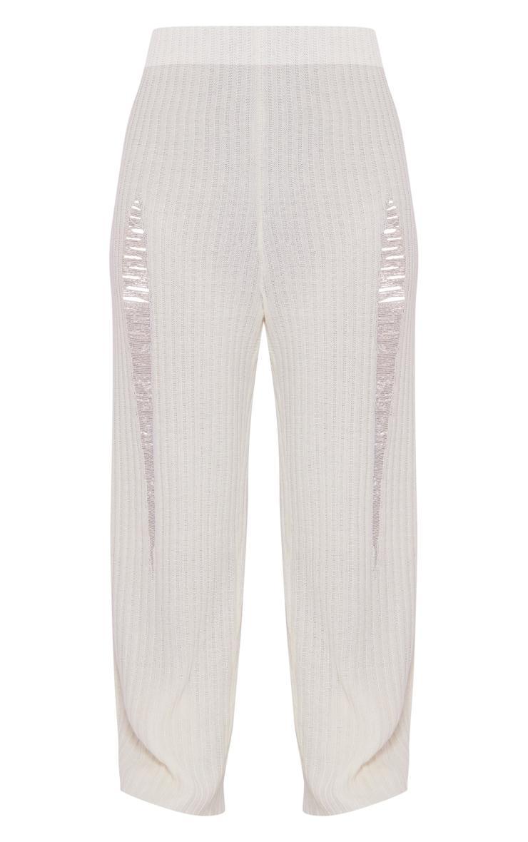 Plus Cream Distressed Knitted Leggings Product Image