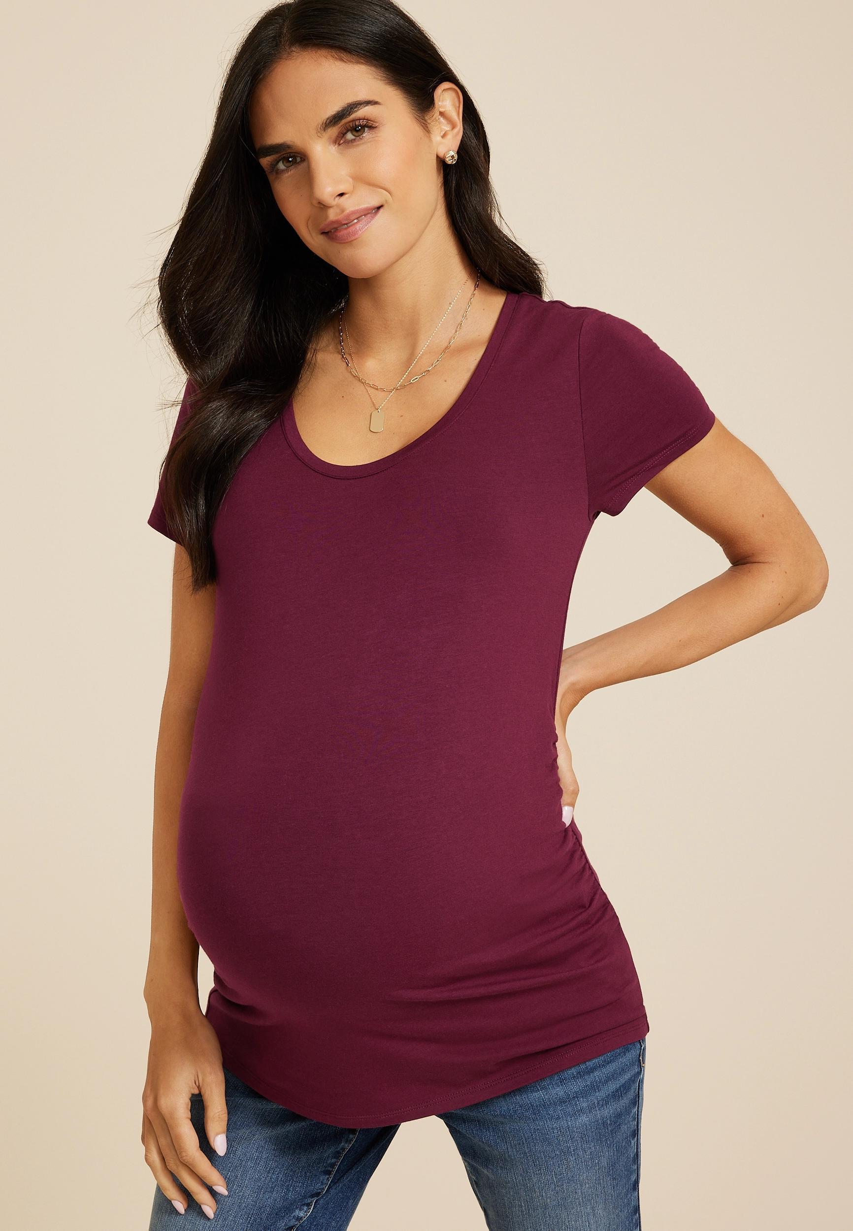 Maurices Womens Solid Scoop Neck Maternity Tee Size Large Product Image