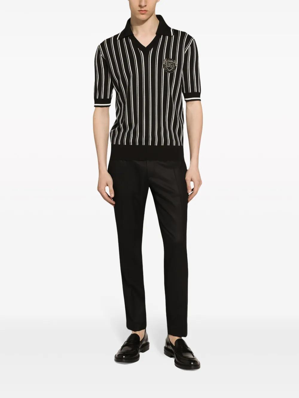 striped silk polo shirt  Product Image