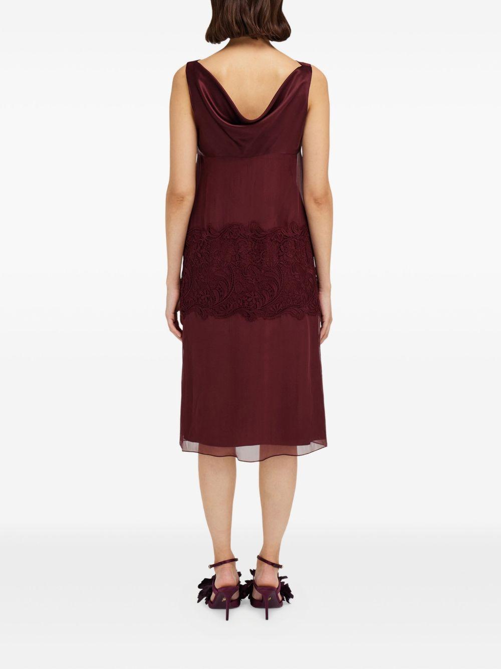 cowl-neck lace-insert midi dress Product Image