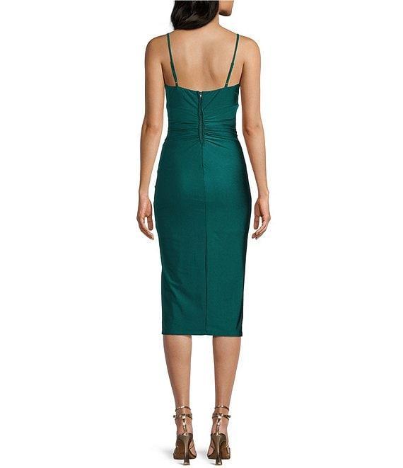Honey and Rosie Square Neck Ruched Side Midi Dress Product Image