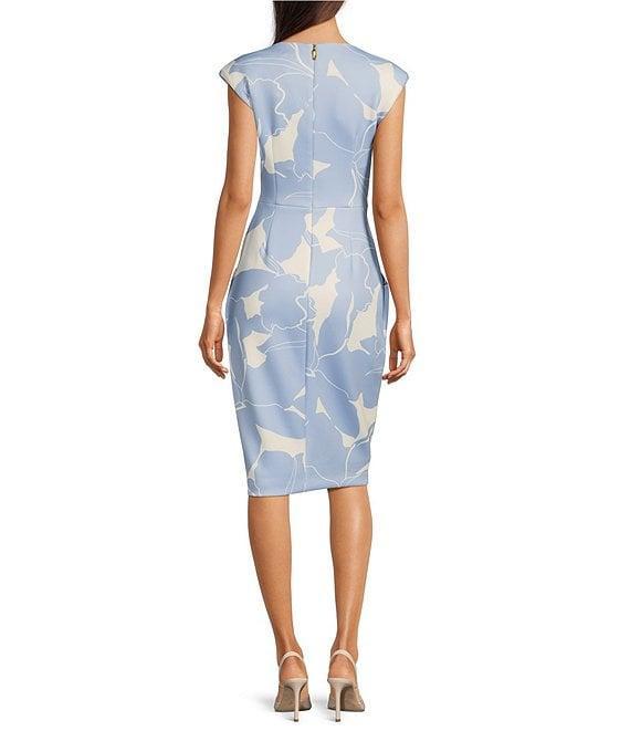 Donna Karan V-Neck Cap Sleeve Ruched Sheath Dress Product Image