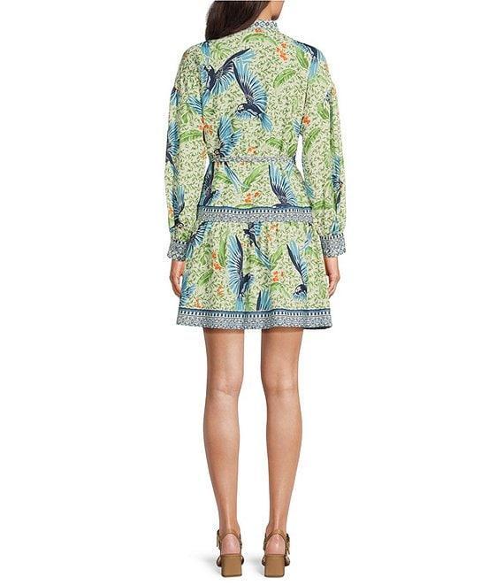 Alex Marie Wren Bird Print Long Sleeve Button Front Dress Product Image