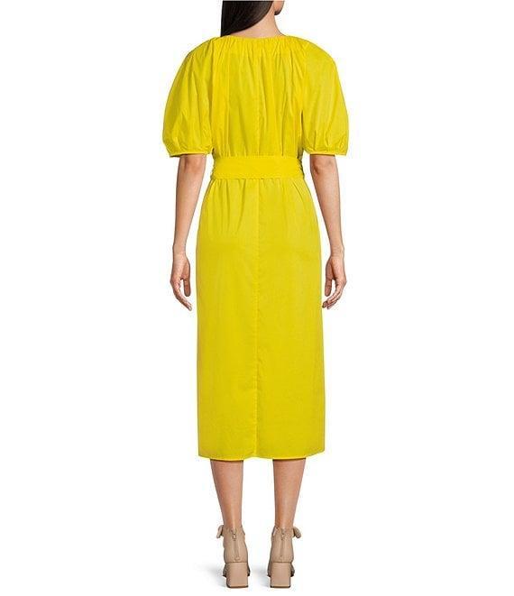 Alex Marie x Brrr° Everly V-Neck Puff Sleeve Midi Dress Product Image