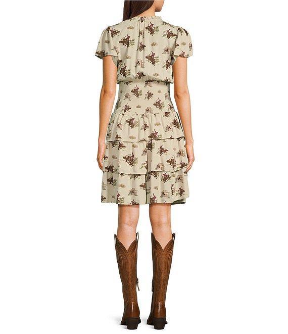 Ariat Stellar Round Up Western Print Smocked Tiered Dress Product Image