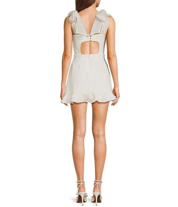 Dear Moon Sleeveless Bow Shoulder Strap Fit-And-Flare Dress Product Image