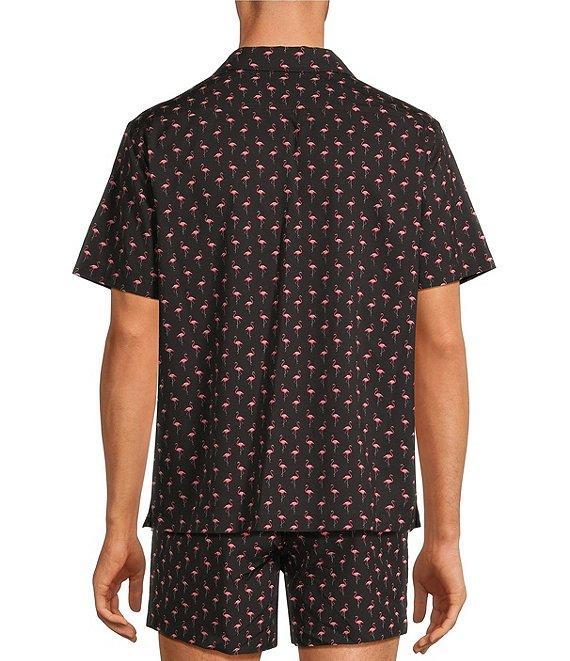 Caribbean Mini Flamingo Cabana Camp Collar Short Sleeve Woven Top Product Image
