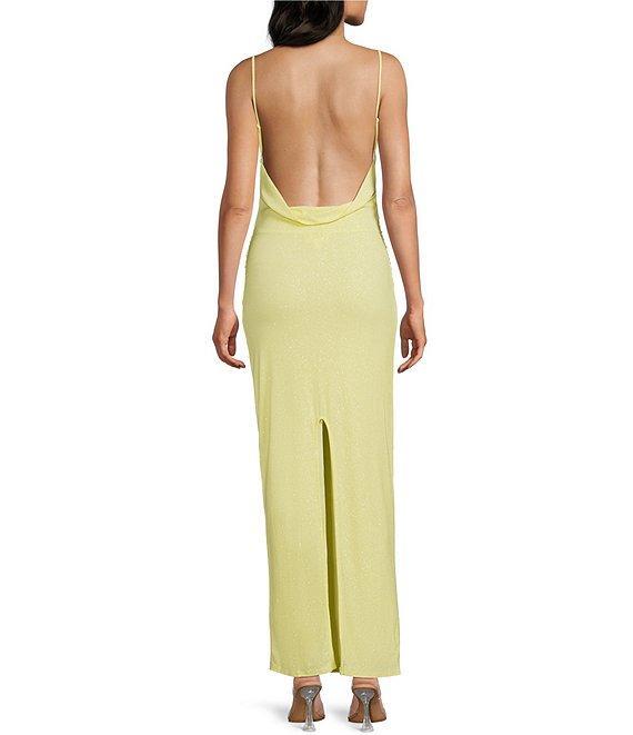 Honey and Rosie Drape Neck Low Open Back Midi Dress Product Image