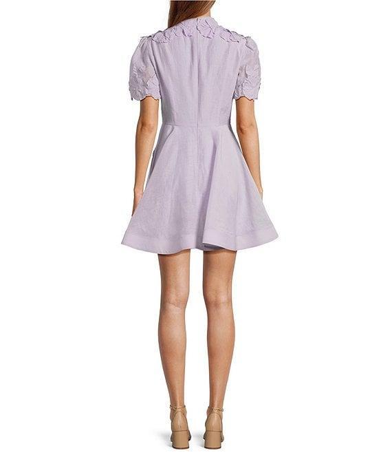Antonio Melani Iris Linen Floral Mockneck Short Sleeve Dress Product Image