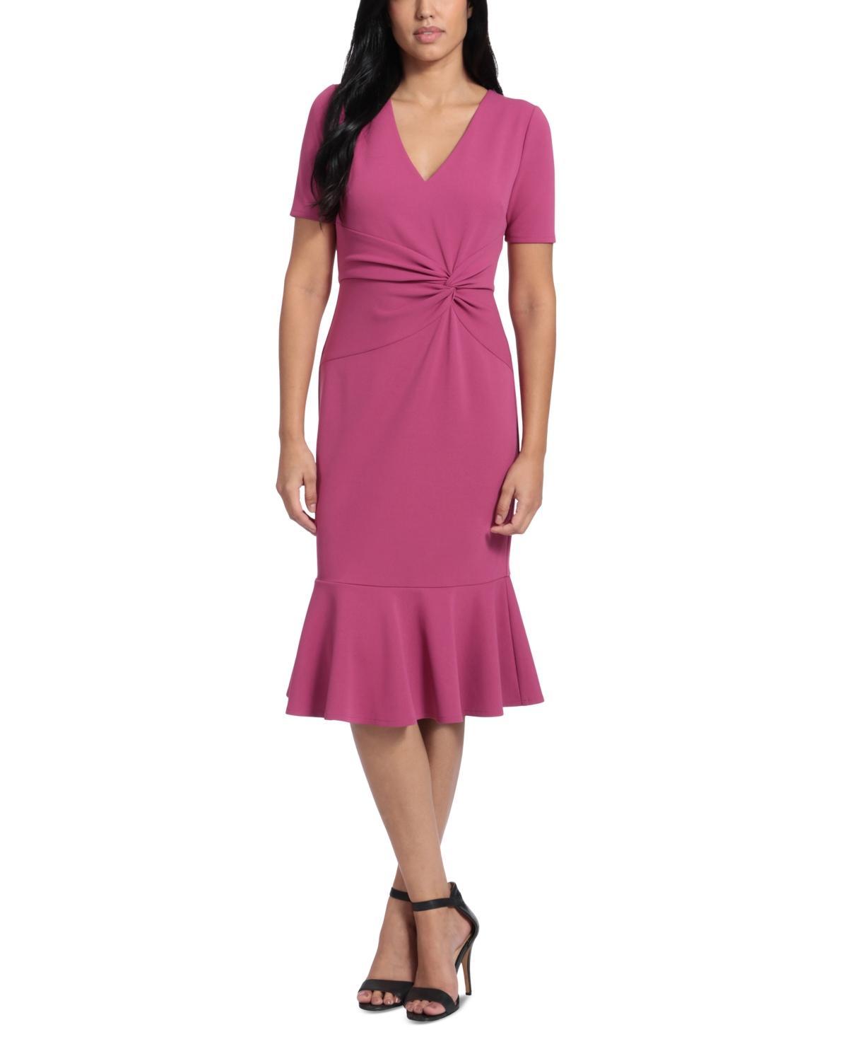 Women's London Times Flounce Midi Twist Dress, Size: 10, Blue Atoll Product Image