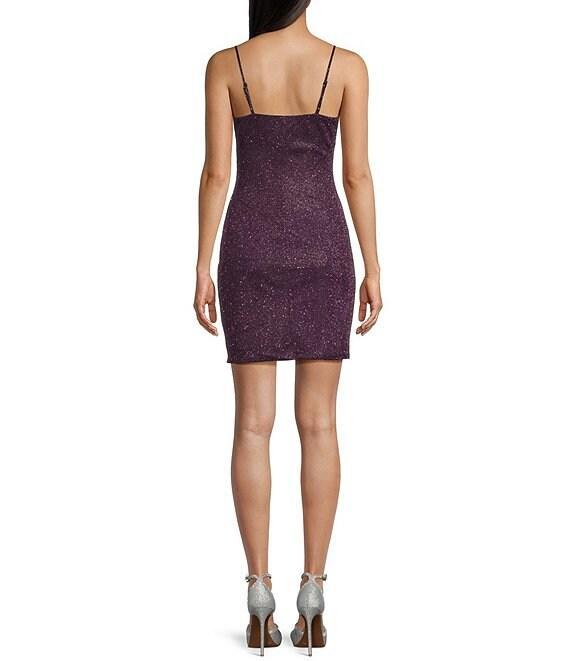 I.N. San Francisco Spaghetti Strap V-Neck Fitted Pleated Wrap Dress Product Image