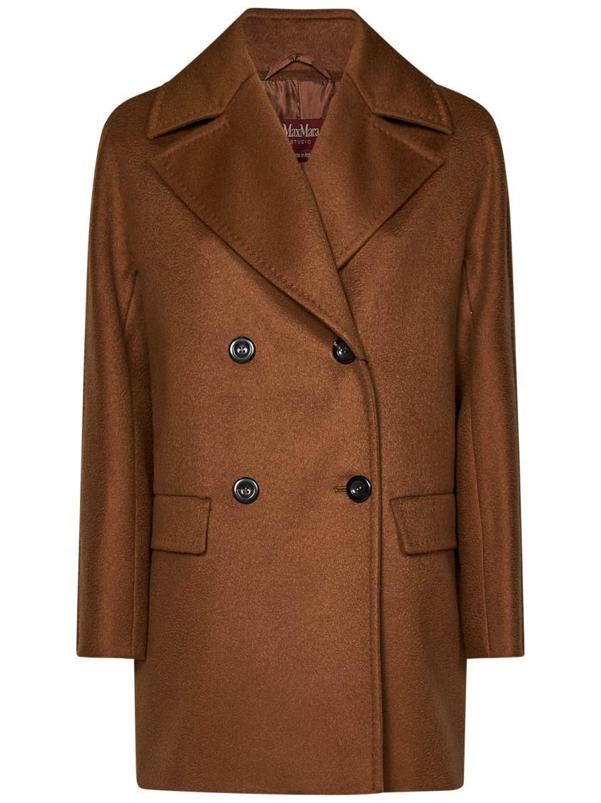 MAX MARA Brown Cashmere Coat With Kimono Sleeves Product Image