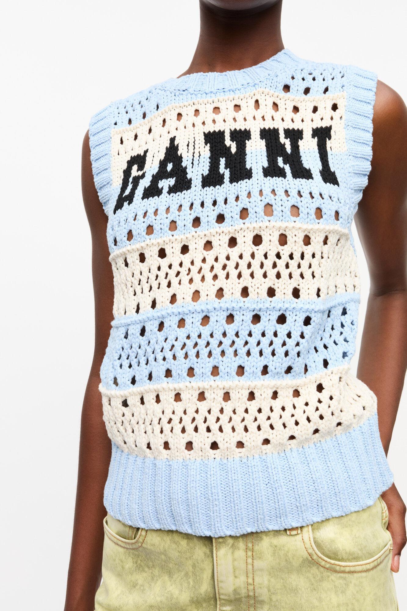 Light Blue Striped Vest Product Image