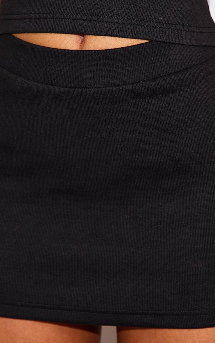 Petite Black Ribbed High Waisted Mini Skirt Product Image
