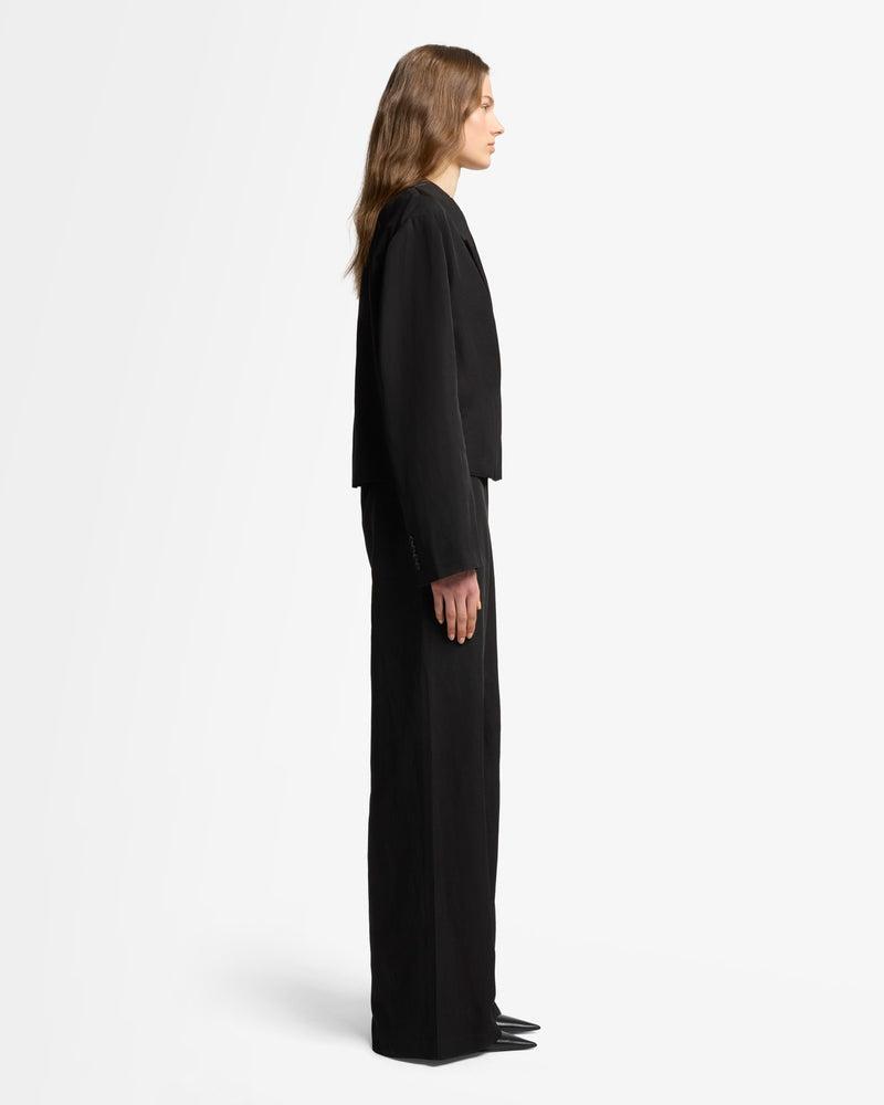 Cropped Linen Blend Blazer Product Image