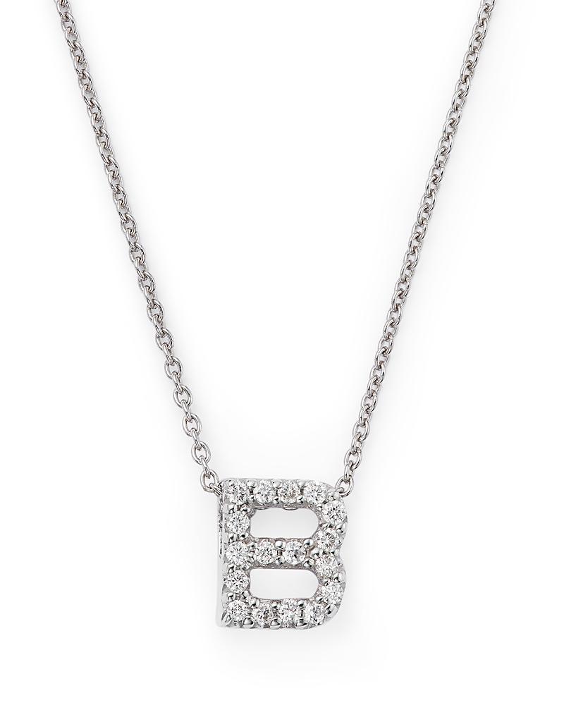 Roberto Coin 18K White Gold Initial Love Letter Pendant Necklace with Diamonds, 16 Product Image