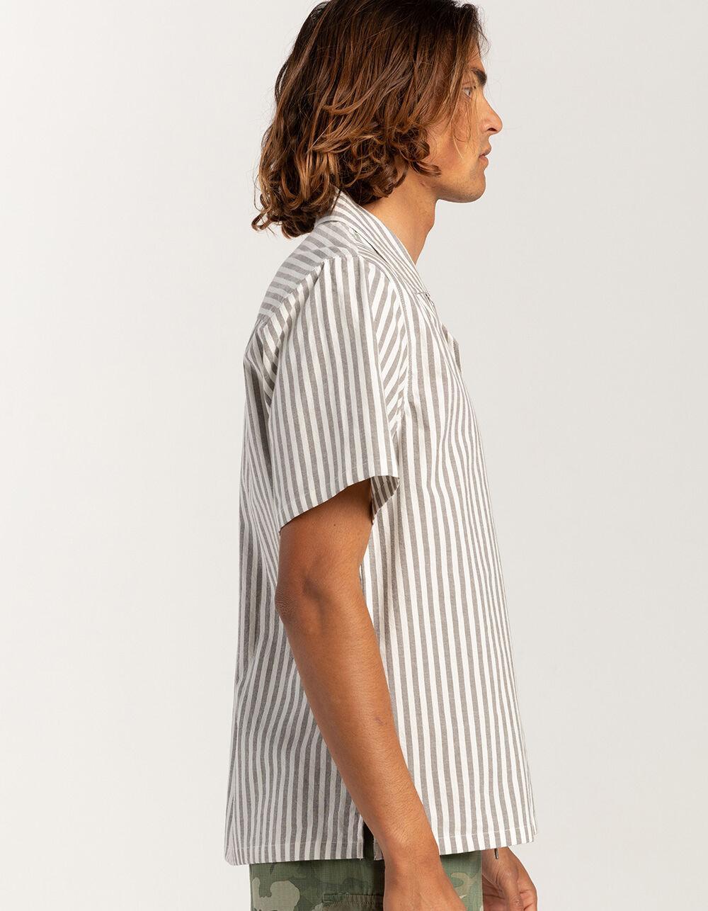 RSQ Mens Stripe Oxford Camp Shirt - GRAY Product Image