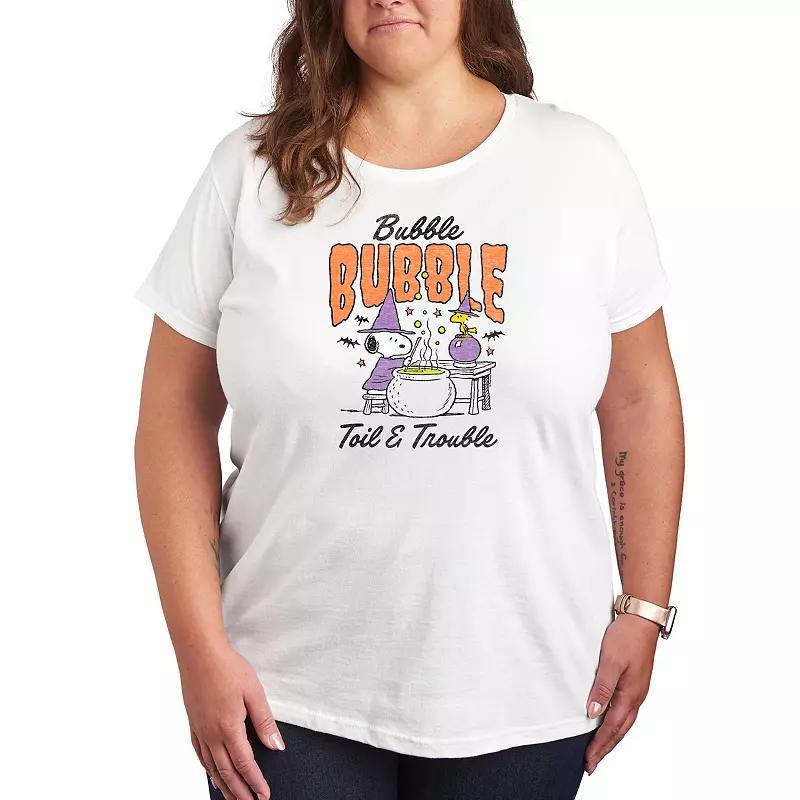 Women's Peanuts Snoopy & Woodstock Bubble Bubble Toil Trouble Graphic Tee, Size: XL, White Product Image
