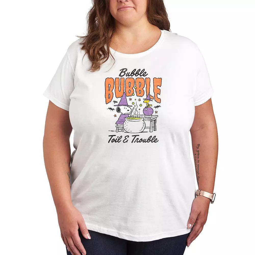 Women's Peanuts Snoopy & Woodstock Bubble Bubble Toil Trouble Graphic Tee, Size: XL, White Product Image