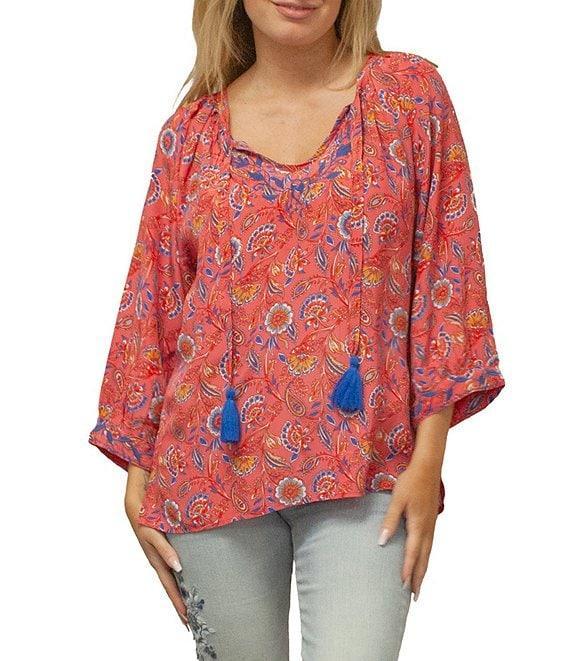 Karyn Seo Penny Embroidered Round Neck 3/4 Sleeve Blouse Product Image