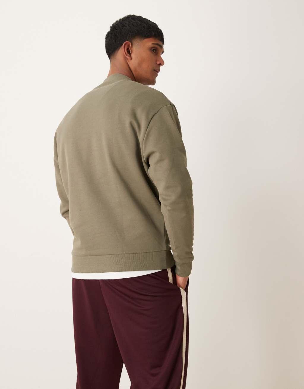 ASOS DESIGN essential oversized sweatshirt in khaki Product Image
