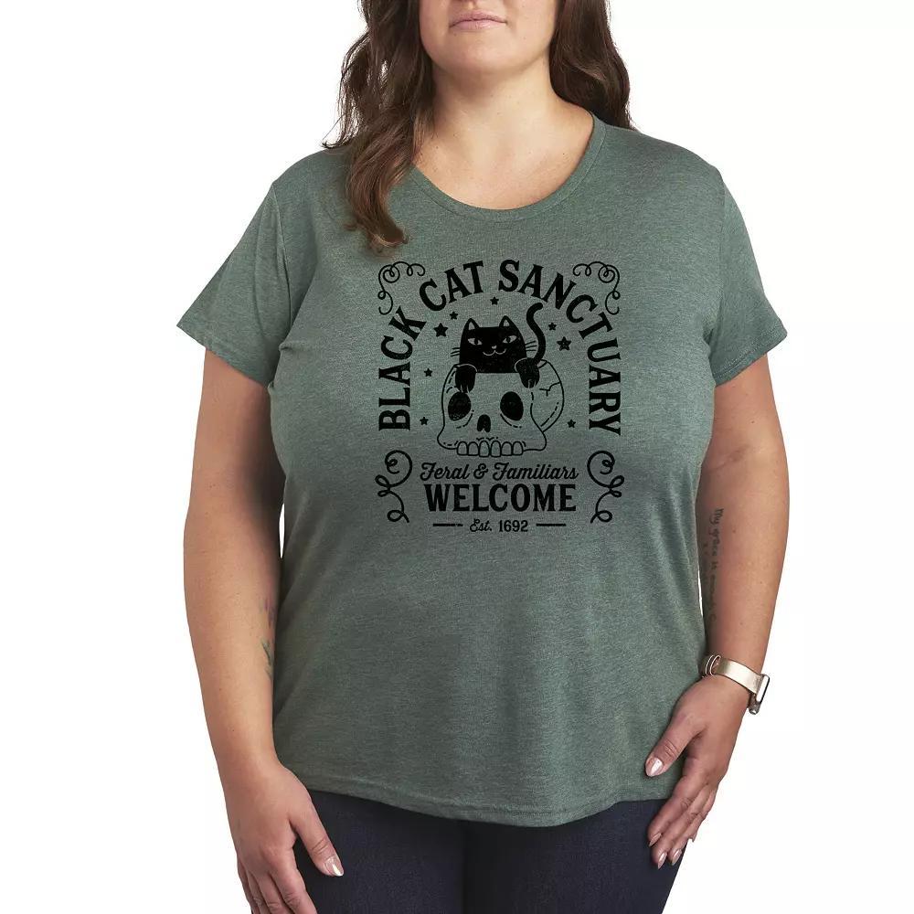 Plus Size Black Cat Sanctuary Graphic Tee, Womens Product Image