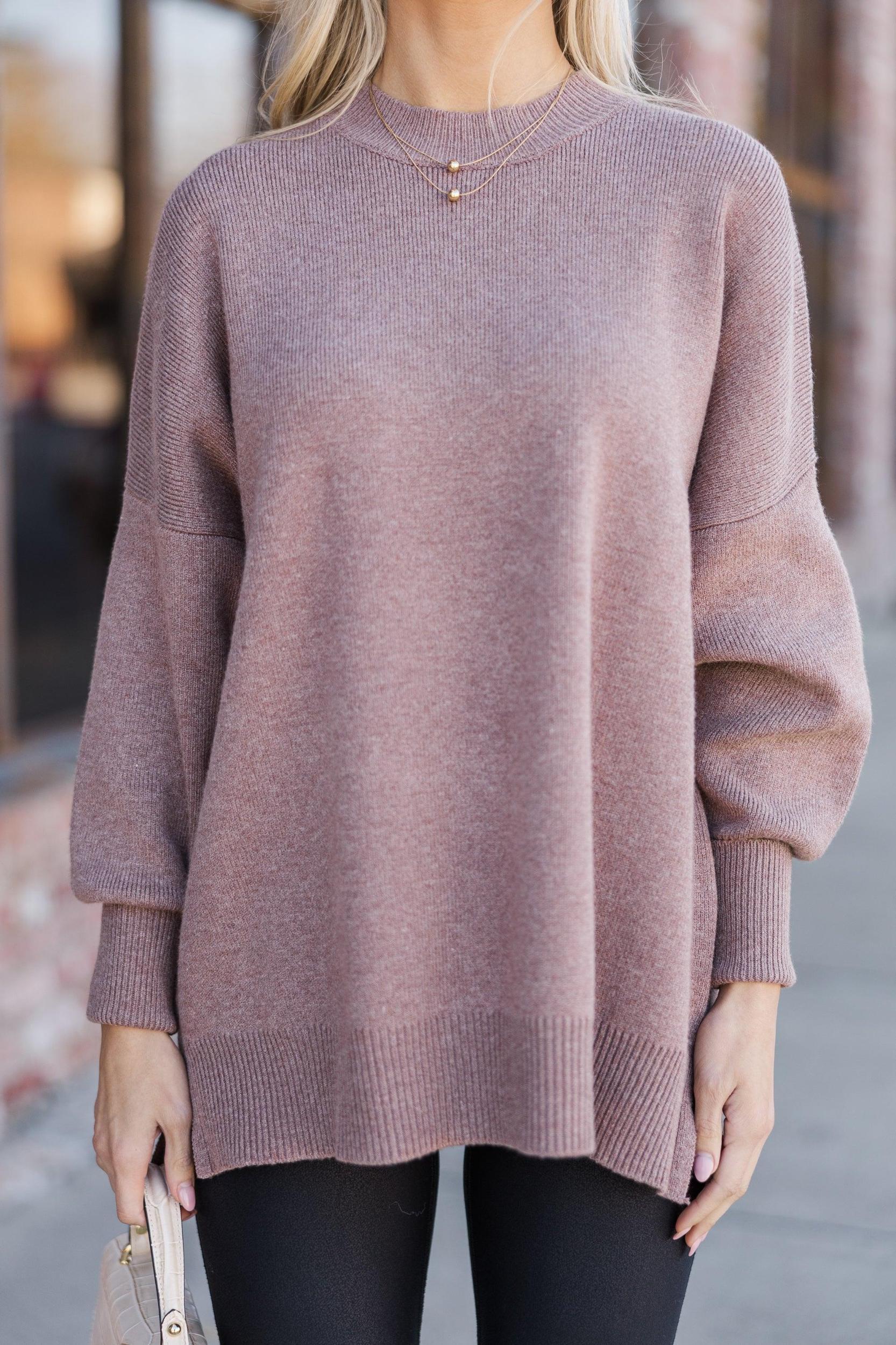 Perfectly You Mocha Brown Mock Neck Sweater Female Product Image
