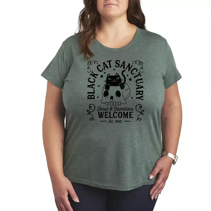 Plus Size Black Cat Sanctuary Graphic Tee, Womens Product Image
