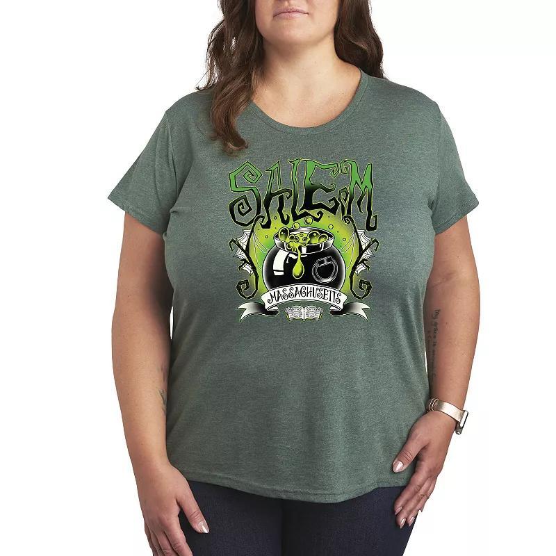Plus Size Salem Witchy Collegiate Graphic Tee, Womens Blue Product Image