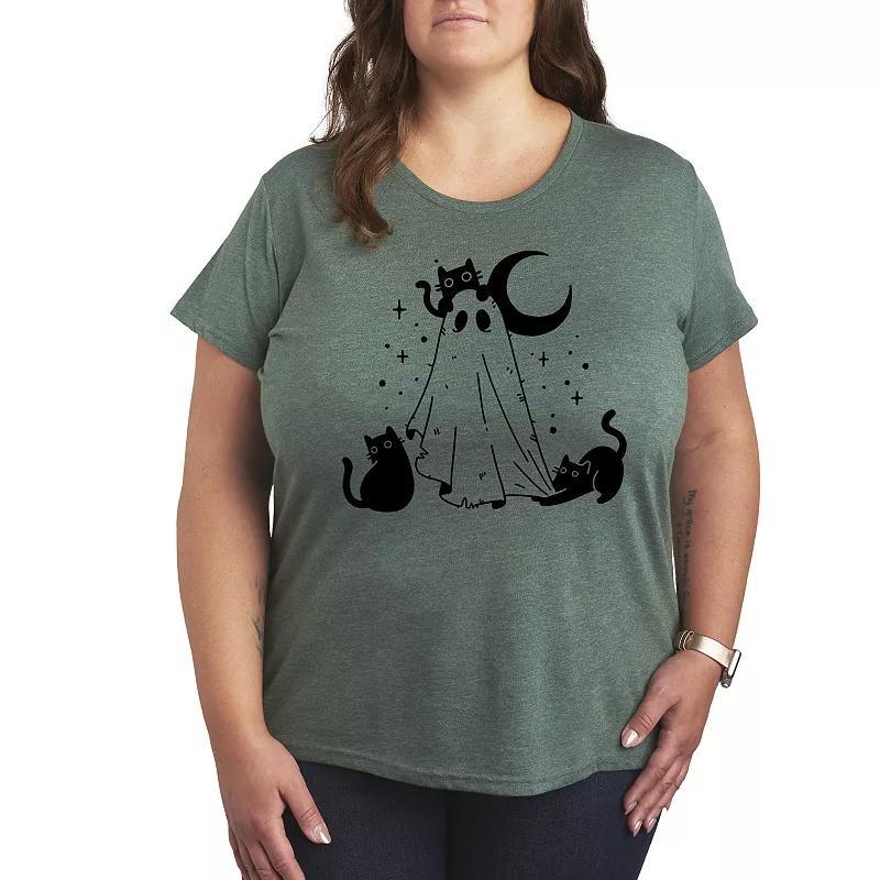 Plus Size Ghost and Cats Graphic Tee, Womens Product Image