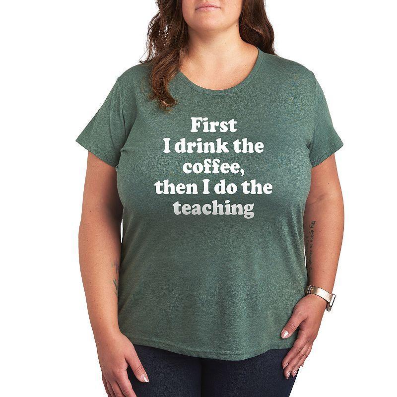 Plus Drink Coffee Do Teaching Graphic Tee, Womens Grey Dark Red Product Image