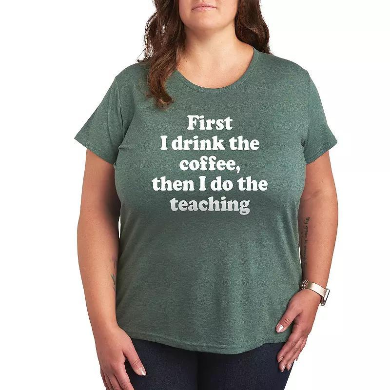 Plus Drink Coffee Do Teaching Graphic Tee, Womens Grey Dark Red Product Image
