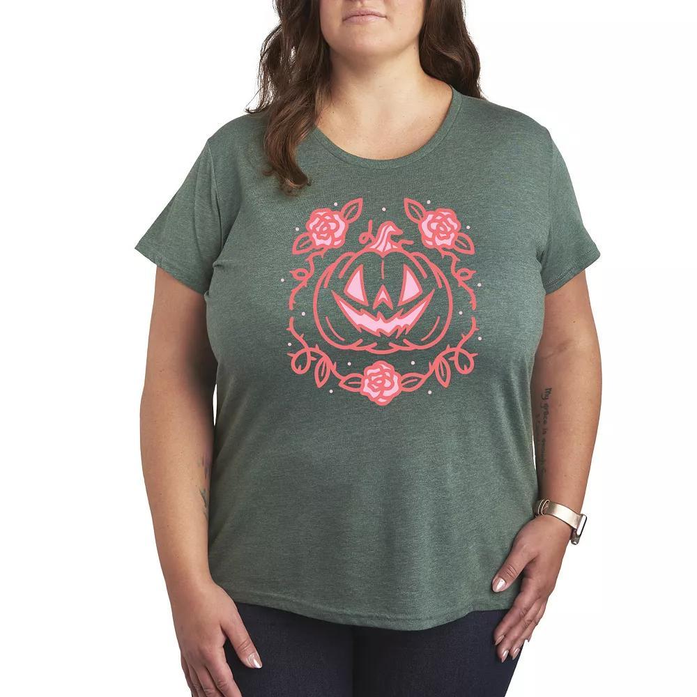 Plus Size Coquette Pumpkin Rose Graphic Tee, Womens Product Image