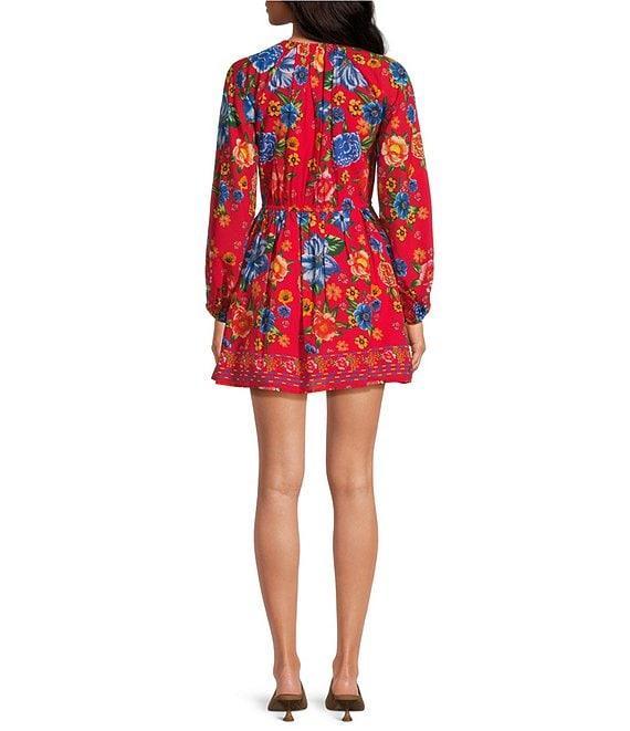 Chelsea & Violet Cadence Printed Tie Front V-Neck Long Sleeve Dress Product Image