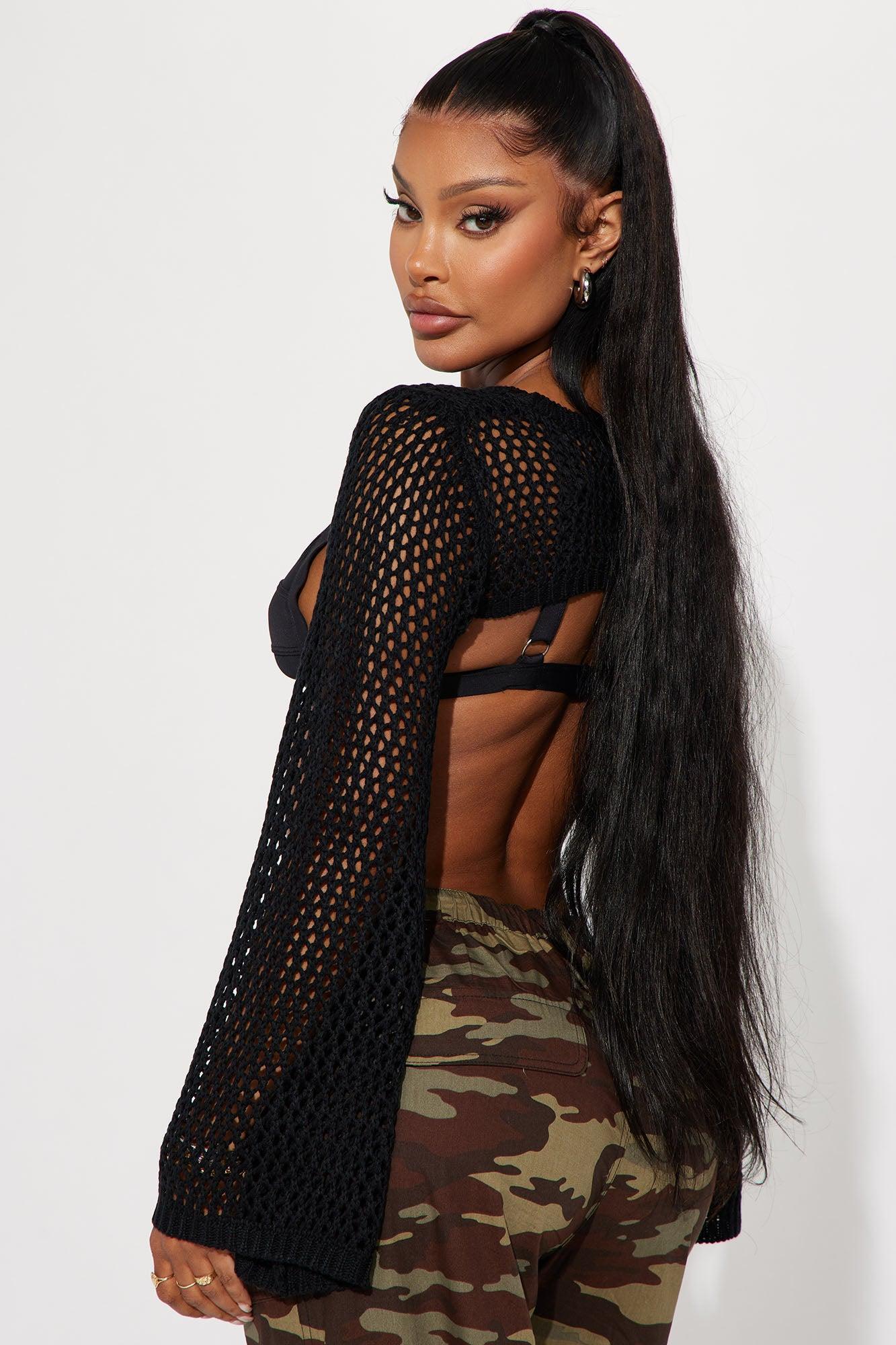 Out For A Tan Shrug Sweater - Black Product Image