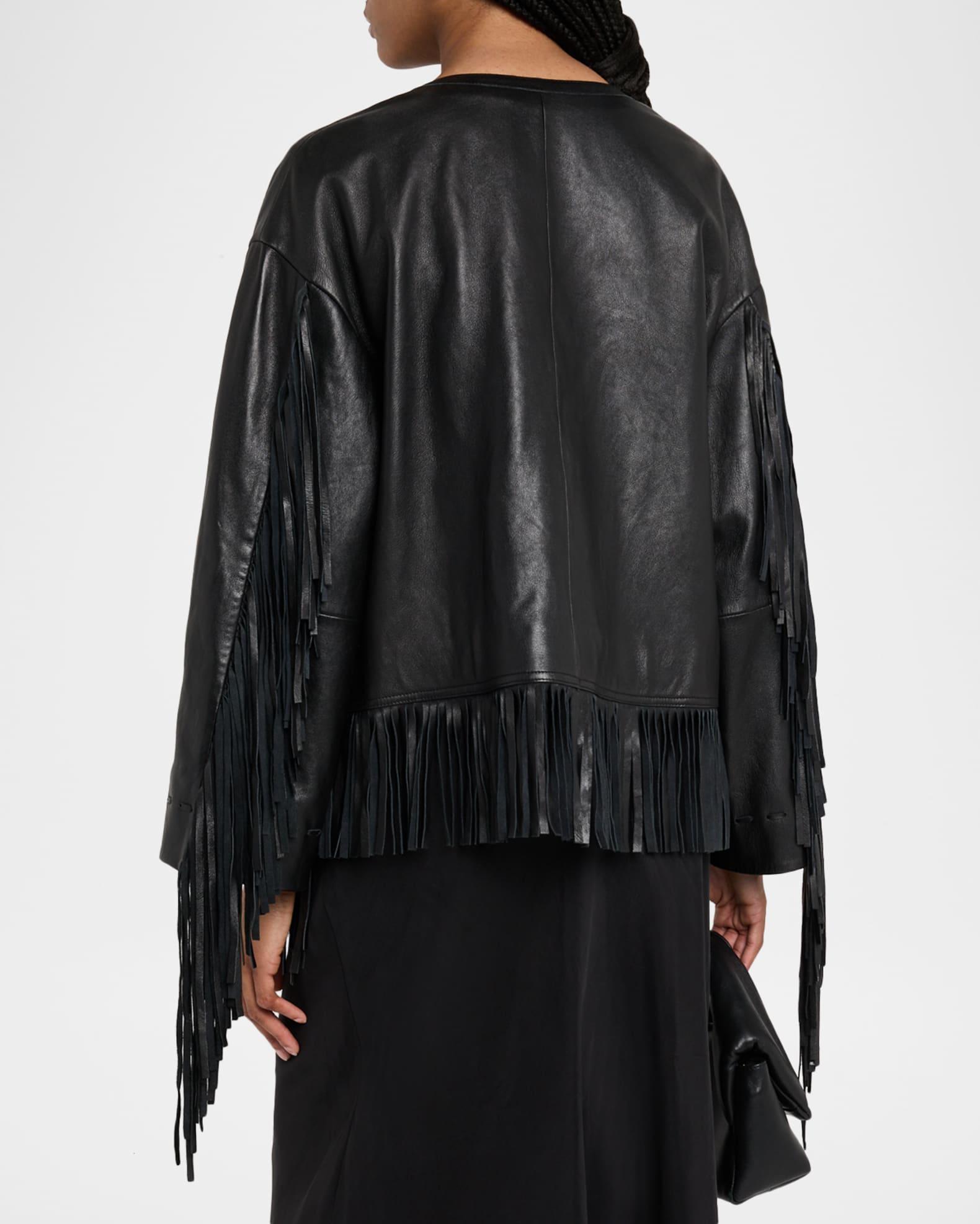 Zoena Fringed Leather Jacket Product Image