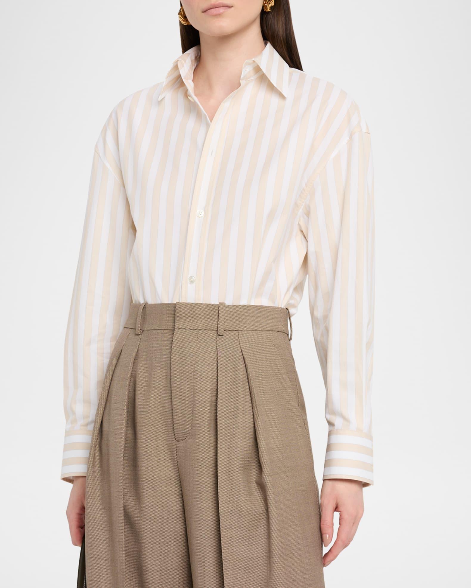 Long-Sleeve Stripe Button-Down Blouse Product Image