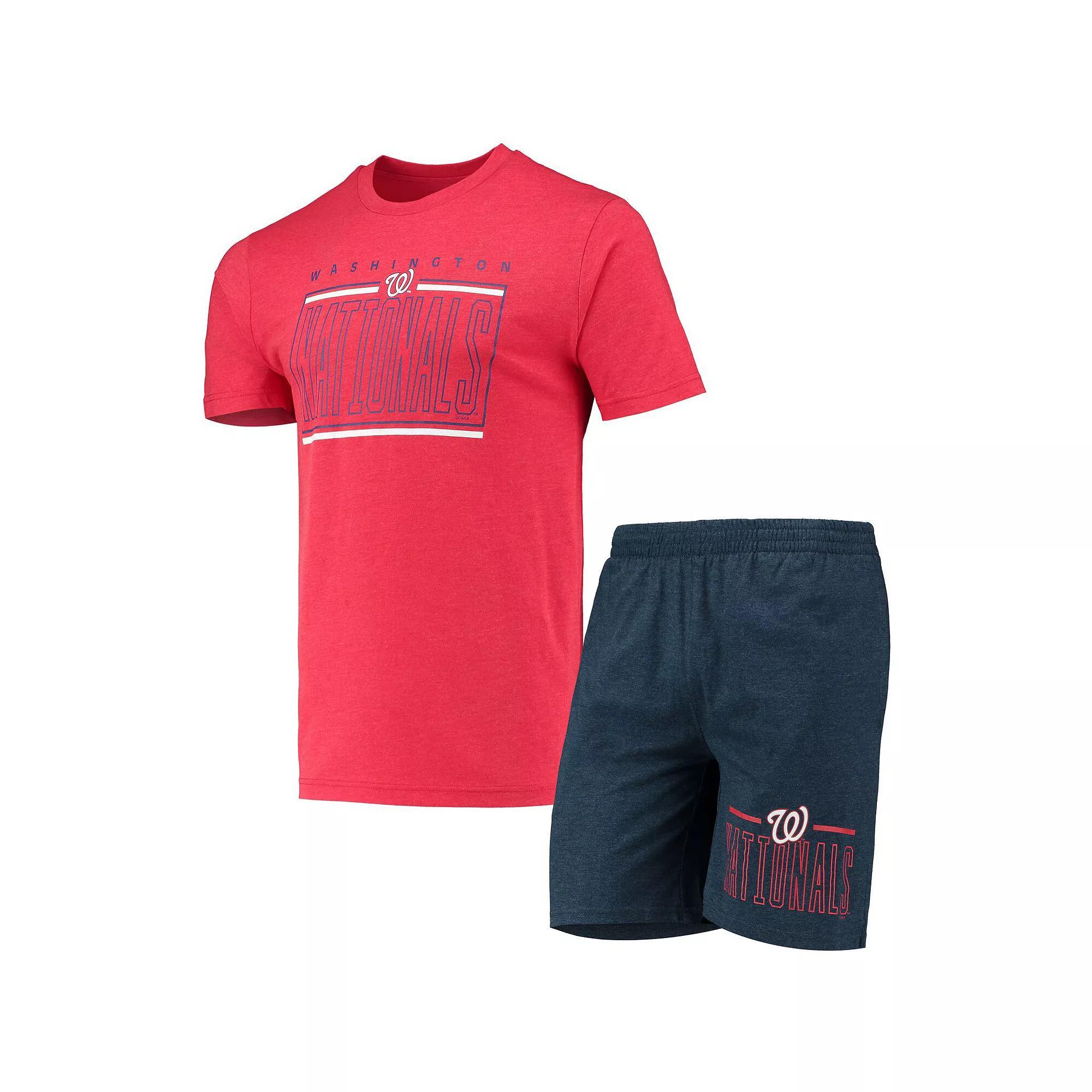 Men's Concepts Sport Navy/Red Washington Nationals Meter T-Shirt and Shorts Sleep Set, Size: 2XL, Blue Product Image