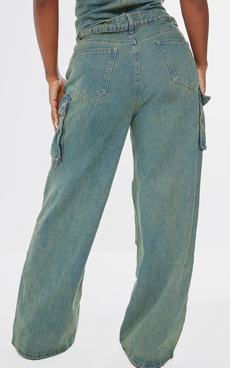Shape Vintage Wash Denim Pocket Detail Cargo Jeans Product Image