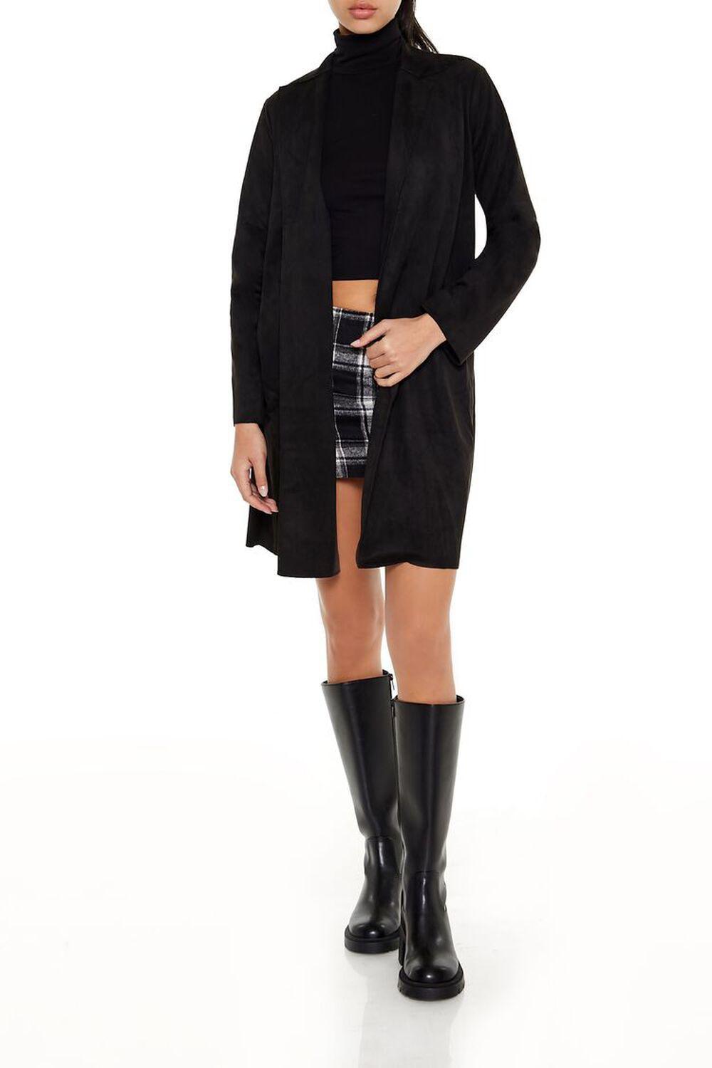 Faux Suede Open-Front Trench Coat | Forever 21 Product Image