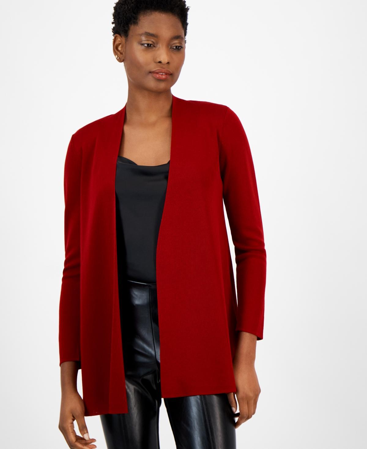 Anne Klein Womens Open-Front Long-Sleeve Cardigan Product Image