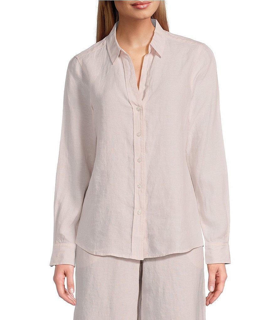 Tommy Bahama Coastalina Linen Point Collar Long Sleeve Button Front Top Product Image