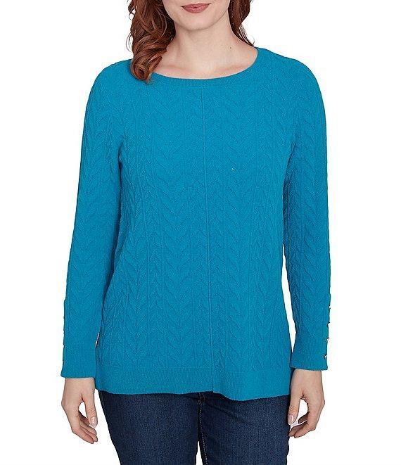 Ruby Rd. Petite Size Chenille Knit Scoop Neck Long Sleeve Sweater Product Image