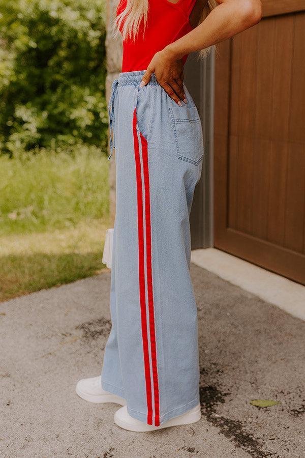 The Sofia Midrise Wide Leg Pants in Red Product Image