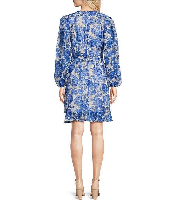 Alex Marie Laurel V-Neck Long Sleeve Printed Chiffon Dress Product Image