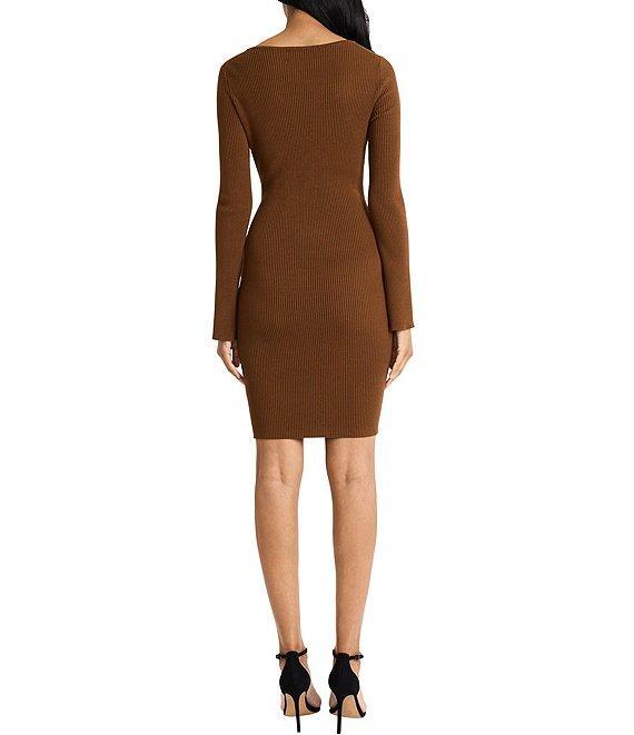 Donna Morgan Sweater Square Neck Long Sleeve Mini Dress Product Image