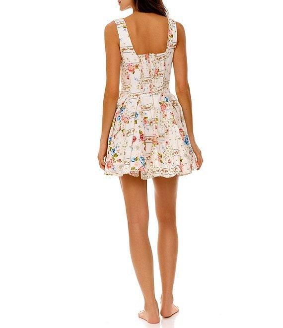 Agua Bendita Kristen Floral Print Square Neck Sleeveless Mini Dress Product Image