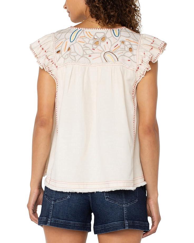 Short Sleeve Square Neck Woven Blouse Product Image