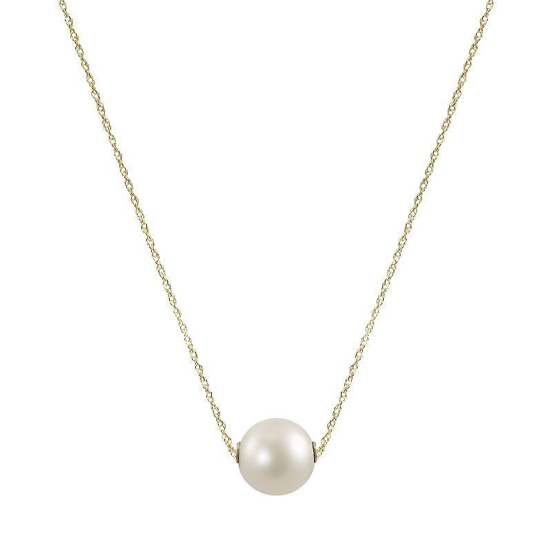 14k Gold Freshwater Cultured Pearl Slider Necklace, Womens 14k Yellow Gold Product Image